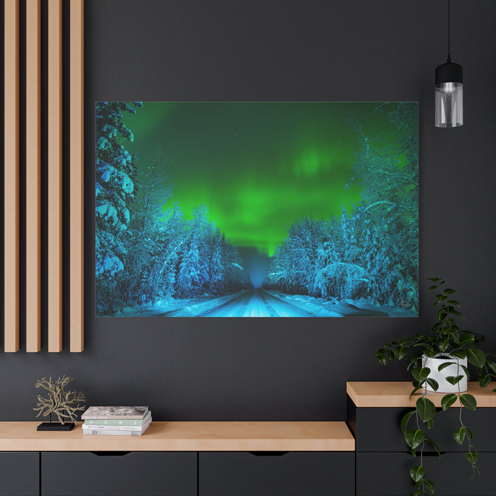 Alaska Aurora Road – Northern Lights Canvas Print