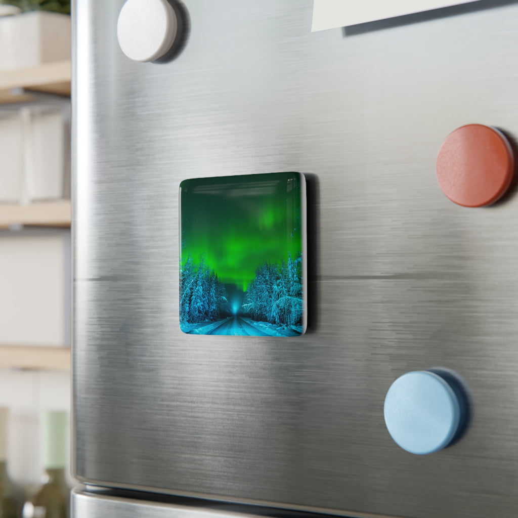 Alaska Northern Lights Porcelain Magnet | Original Aurora Photography