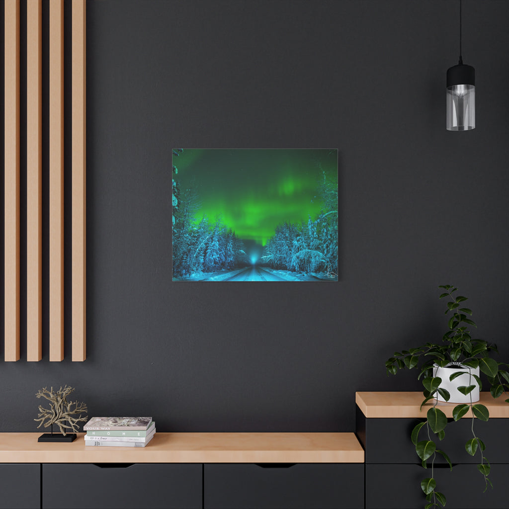 Alaska Aurora Road – Northern Lights Canvas Print