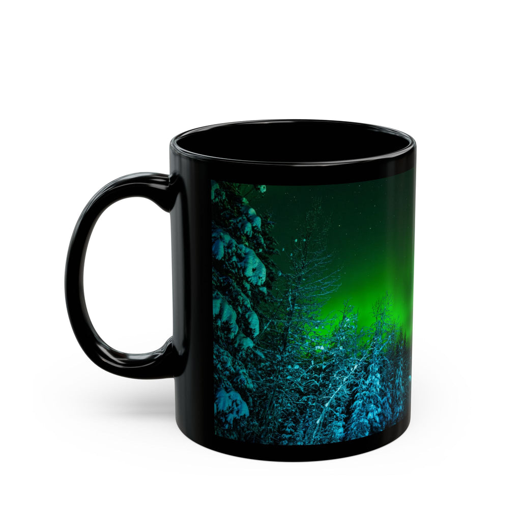 Northern Lights Black Mug | Alaska Aurora Photography
