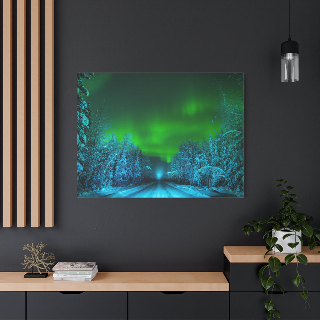 Alaska Aurora Road – Northern Lights Canvas Print