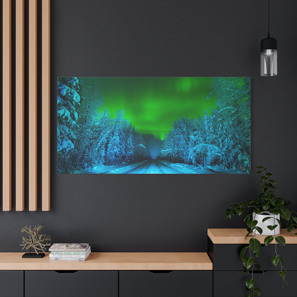 Alaska Aurora Road – Northern Lights Canvas Print