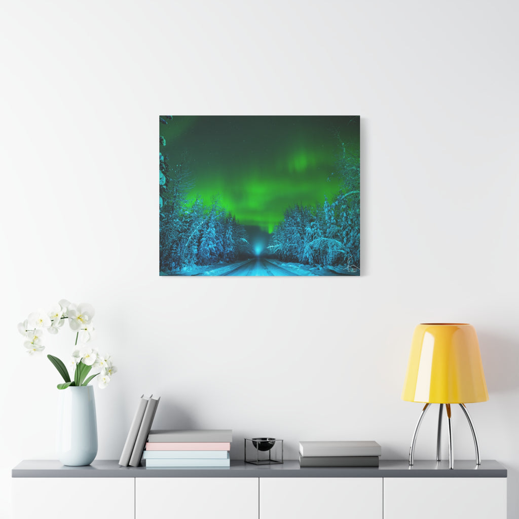 Alaska Aurora Road – Northern Lights Canvas Print