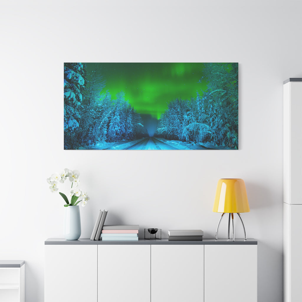 Alaska Aurora Road – Northern Lights Canvas Print