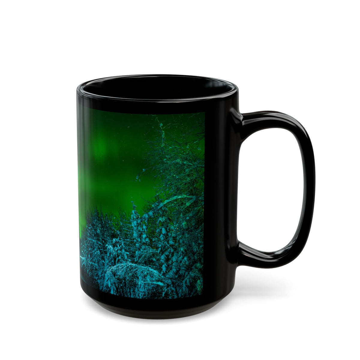 Northern Lights Black Mug | Alaska Aurora Photography