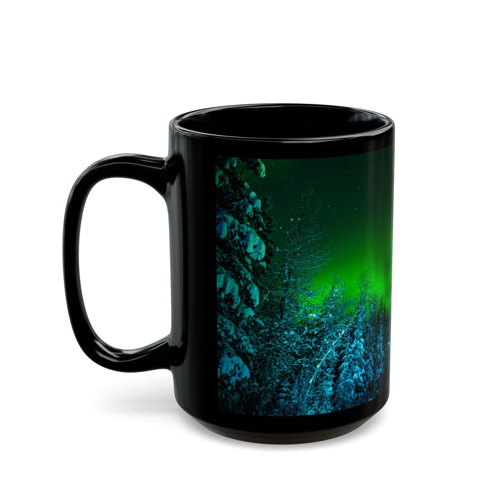 Northern Lights Black Mug | Alaska Aurora Photography